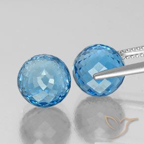 Topaz Gemstones in 9 mm (calibrated) Size for Sale, Topaz Stones in Swiss Blue Color