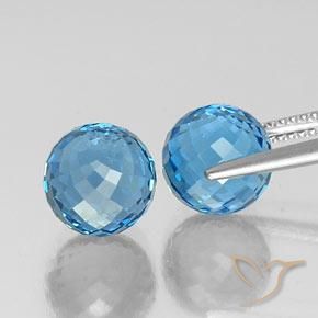 Topaz Gemstones in 9 mm (calibrated) Size for Sale, Topaz Stones in Swiss Blue Color