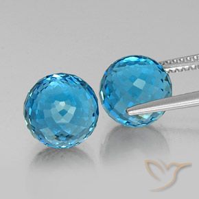 Topaz Gemstones in 9 mm (calibrated) Size for Sale, Topaz Stones in Swiss Blue Color