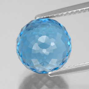 7.53 ct Blue Topaz Gemstone, Topaz Gem in Spherical Shape for Sale.