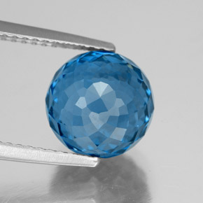 Лондон-Блю Топаз Камень - 6.4ct Сферический (ID: 338450)