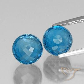8.52 ct Swiss Blue Topaz, 7.8 mm Faceted Sphere From Brazil, Photo A