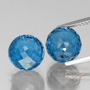11.44 ct Swiss Blue Topaz, 8.5 mm Faceted Sphere From Brazil, Photo A