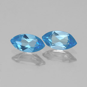 0.90 ct Blue Topaz Stone, Natural Topaz in Marquise Facet Shape for Sale