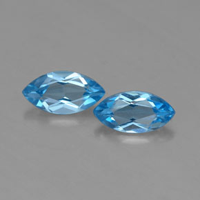 0.86 ct Blue Topaz Gemstone, Topaz Gem in Marquise Facet Shape for Sale.