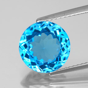 4.00 ct Blue Topaz Gemstone, Topaz Gem in Round Facet Shape for Sale.