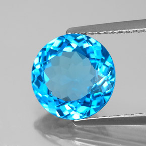 4.00 ct Blue Topaz Stone, Natural Topaz in Round Facet Shape for Sale