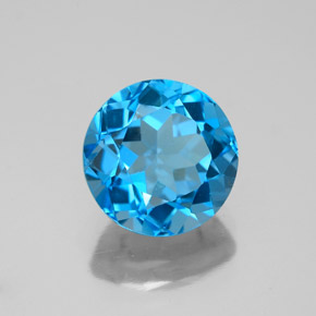 3.72 ct Blue Topaz Stone, Natural Topaz in Round Facet Shape for Sale