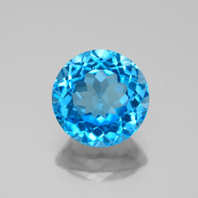 3.42 ct Blue Topaz Gemstone, Topaz Gem in Round Facet Shape for Sale.