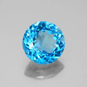 3.42 ct Blue Topaz Stone, Natural Topaz in Round Facet Shape for Sale