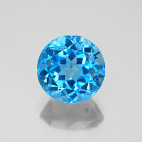 3.38 ct Blue Topaz Gemstone, Topaz Gem in Round Facet Shape for Sale.
