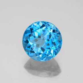 3.38 ct Blue Topaz Stone, Natural Topaz in Round Facet Shape for Sale
