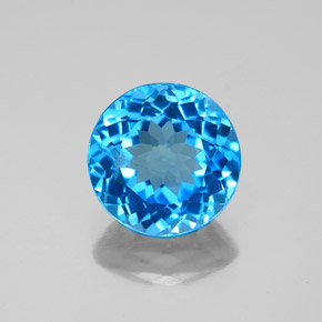 3.21 ct Blue Topaz Gemstone, Topaz Gem in Round Facet Shape for Sale.