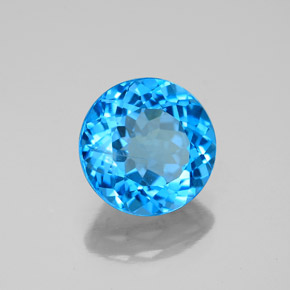 3.21 ct Blue Topaz Stone, Natural Topaz in Round Facet Shape for Sale