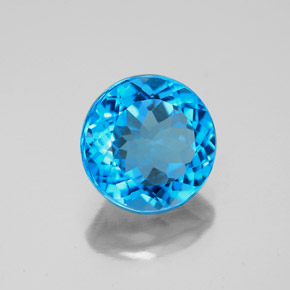 3.20 ct Blue Topaz Stone, Natural Topaz in Round Facet Shape for Sale