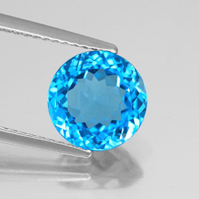 3.36 ct Blue Topaz Gemstone, Topaz Gem in Round Facet Shape for Sale.