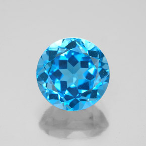 3.75 ct Blue Topaz Gemstone, Topaz Gem in Round Facet Shape for Sale.