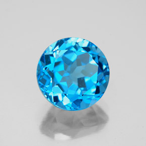 3.75 ct Blue Topaz Stone, Natural Topaz in Round Facet Shape for Sale