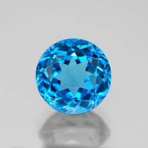 3.87 ct Blue Topaz Gemstone, Topaz Gem in Round Facet Shape for Sale.