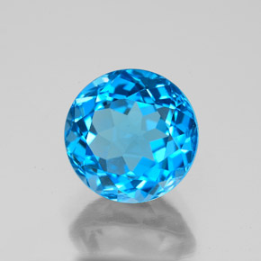 3.87 ct Blue Topaz Stone, Natural Topaz in Round Facet Shape for Sale