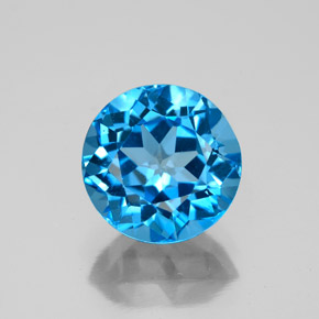 3.55 ct Blue Topaz Gemstone, Topaz Gem in Round Facet Shape for Sale.