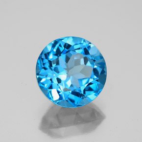 3.55 ct Blue Topaz Stone, Natural Topaz in Round Facet Shape for Sale