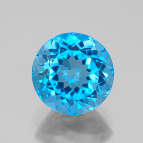 3.74 ct Blue Topaz Gemstone, Topaz Gem in Round Facet Shape for Sale.