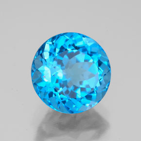 3.74 ct Blue Topaz Stone, Natural Topaz in Round Facet Shape for Sale