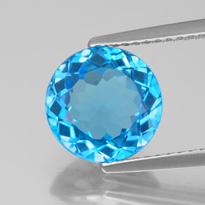 3.09 ct Blue Topaz Gemstone, Topaz Gem in Round Facet Shape for Sale.