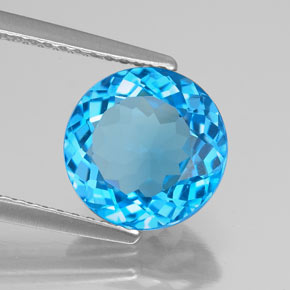 3.09 ct Blue Topaz Stone, Natural Topaz in Round Facet Shape for Sale
