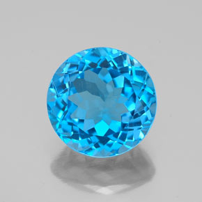 3.34 ct Blue Topaz Gemstone, Topaz Gem in Round Facet Shape for Sale.