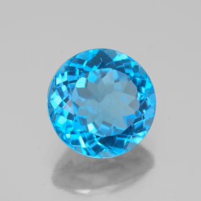 3.34 ct Blue Topaz Stone, Natural Topaz in Round Facet Shape for Sale