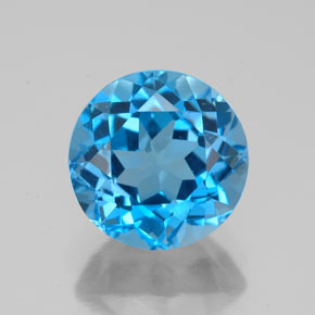 3.72 ct Blue Topaz Gemstone, Topaz Gem in Round Facet Shape for Sale.