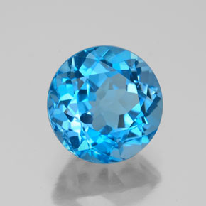 3.72 ct Blue Topaz Stone, Natural Topaz in Round Facet Shape for Sale