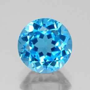3.27 ct Blue Topaz Gemstone, Topaz Gem in Round Facet Shape for Sale.