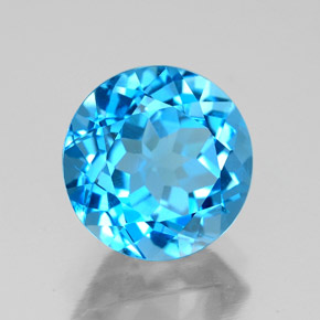 3.27 ct Blue Topaz Stone, Natural Topaz in Round Facet Shape for Sale