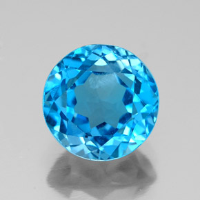 3.42 ct Blue Topaz Gemstone, Topaz Gem in Round Facet Shape for Sale.