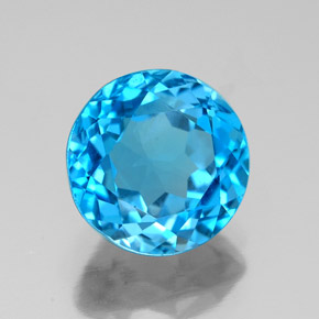 3.42 ct Blue Topaz Stone, Natural Topaz in Round Facet Shape for Sale