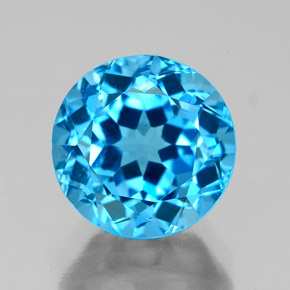 3.95 ct Blue Topaz Gemstone, Topaz Gem in Round Facet Shape for Sale.