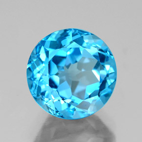 3.95 ct Blue Topaz Stone, Natural Topaz in Round Facet Shape for Sale