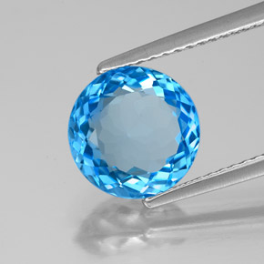 2.96 ct Blue Topaz Stone, Natural Topaz in Round Facet Shape for Sale