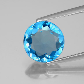 2.86 ct Blue Topaz Gemstone, Topaz Gem in Round Facet Shape for Sale.