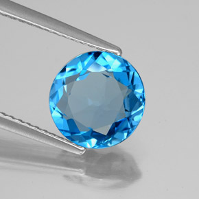 2.86 ct Blue Topaz Stone, Natural Topaz in Round Facet Shape for Sale