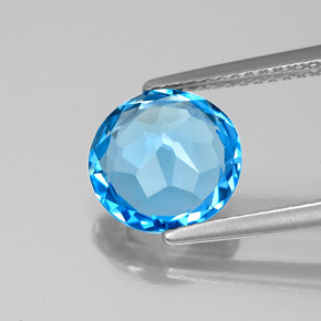 Topaz Gemstone in 9 mm (calibrated) Size for Sale, Topaz Stone in Swiss Blue Color