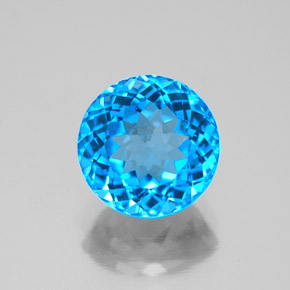 3.80 ct Blue Topaz Gemstone, Topaz Gem in Round Facet Shape for Sale.