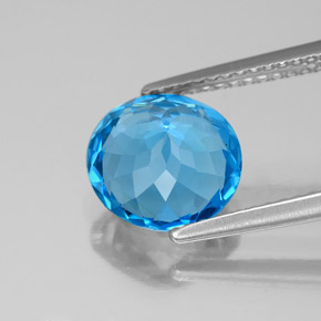 Topaz Gemstone in 9 mm (calibrated) Size for Sale, Topaz Stone in Swiss Blue Color