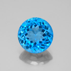 3.58 ct Blue Topaz Gemstone, Topaz Gem in Round Facet Shape for Sale.