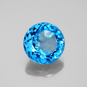 3.27 ct Blue Topaz Stone, Natural Topaz in Round Facet Shape for Sale