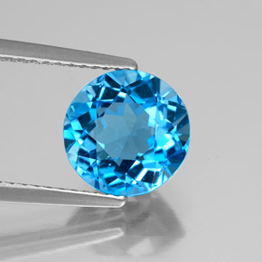 3.11 ct Blue Topaz Gemstone, Topaz Gem in Round Facet Shape for Sale.