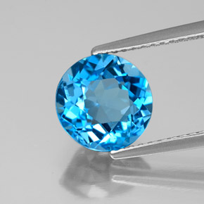 3.11 ct Blue Topaz Stone, Natural Topaz in Round Facet Shape for Sale